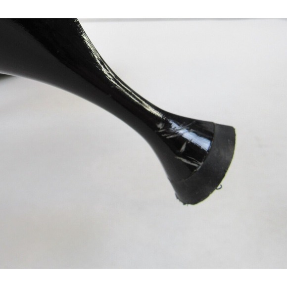 John Fluevog Hepburn Purple Leather Black Stitching Pumps Heels Open Toe - Picture 5 of 13